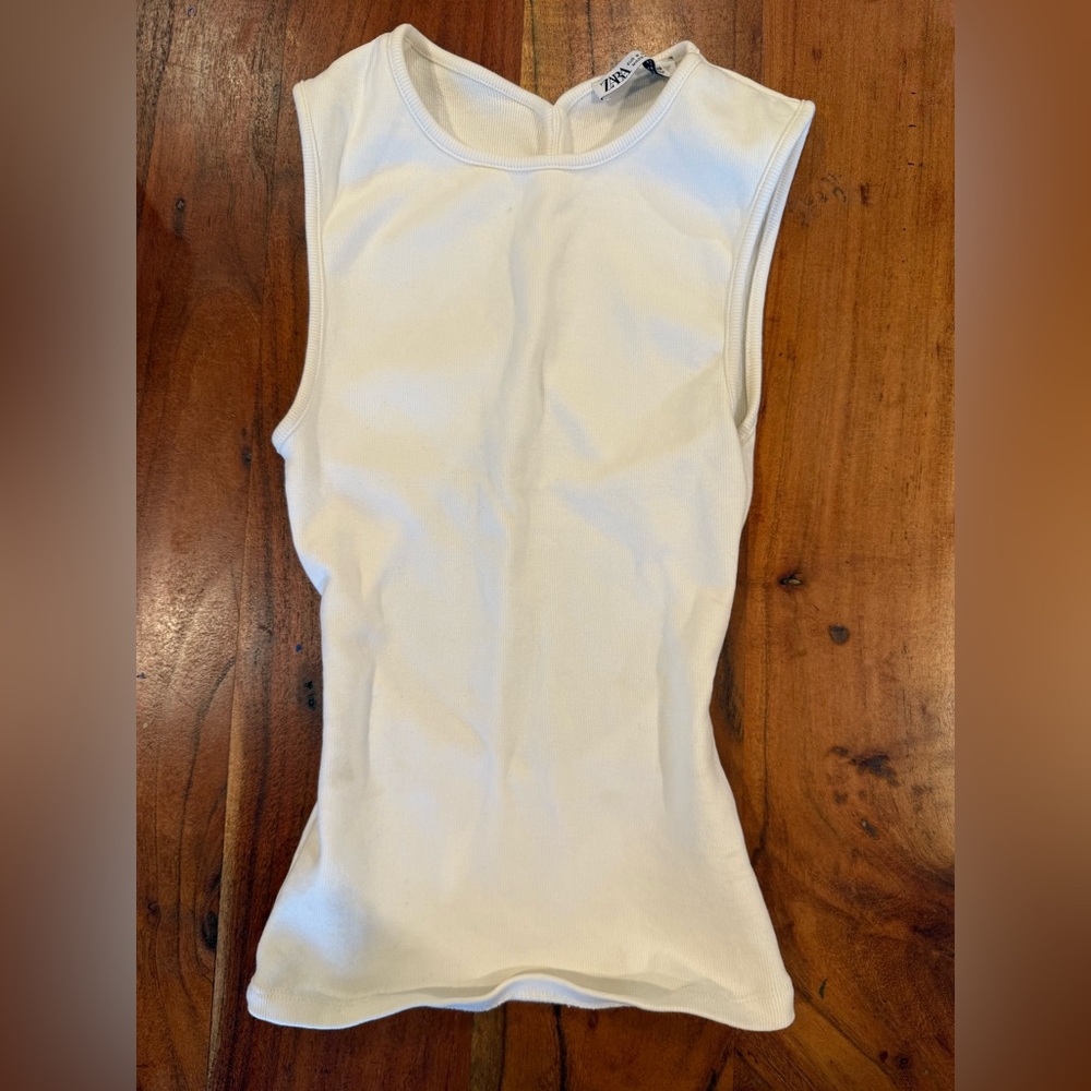 Zara Cream Sleeveless Tank Top with back cutout
